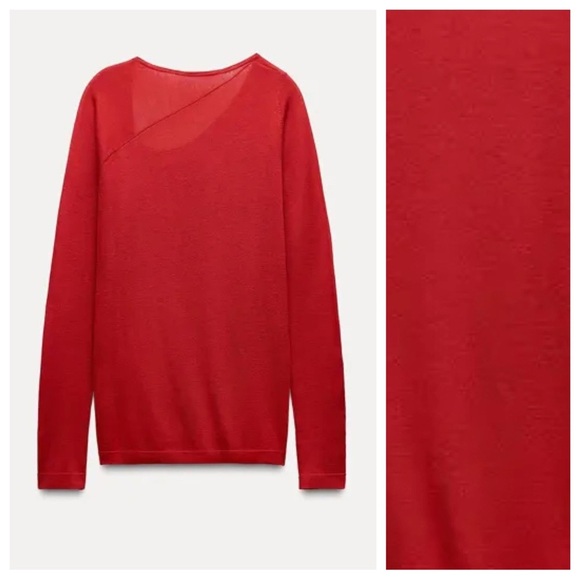 NWT. Zara Red Wool/Silk Blend Sweater. Size S. - Picture 5 of 9